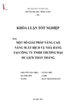 Một số giải pháp nâng cao năng suất dịch vụ nhà hàng tại công ty tnhh thương mại du lịch toàn thắng