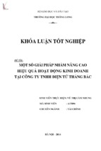 Một số giải pháp nhằm nâng cao hiệu quả hoạt động kinh doanh tại công ty tnhh điện tử thắng bắc