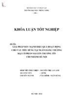 Giải pháp đẩy mạnh hiệu quả hoạt động cho vay tiêu dùng tại ngân hàng thương mại cổ phần sài gòn thương tín chi nhánh hà nội