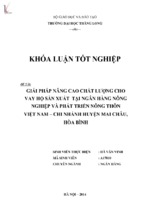 Giải pháp nâng cao chất lượng cho vay hộ sản xuất tại ngân hàng nông nghiệp và phát triển nông thôn việt nam   chi nhánh huyện mai châu, hòa bình