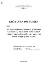 Mở rộng hoạt động cho vay đối với hộ sản xuất tại ngân hàng nông nghiệp và phát triển nông thôn việt nam   chi nhánh huyện quảng xương