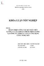 Hoàn thiện công tác kế toán tiền lương và các khoản trích theo lương tại công ty tnhh tư vấn và ứng dụng công nghệ mới