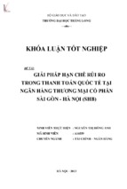 Giải pháp hạn chế rủi ro trong thanh toán quốc tế tại ngân hàng thương mại cổ phần sài gòn   hà nội ( shb )