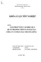 Giải pháp nâng cao hiệu quả quản trị dòng tiền ngắn hạn tại công ty cổ phần may phương đông