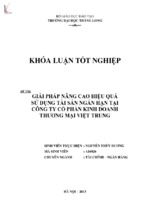 Giải pháp nâng cao hiệu quả sử dụng tài sản ngắn hạn tại công ty cổ phần kinh doanh thương mại việt trung