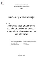 Nâng cao hiệu quả sử dụng tài sản tại công ty coma1   chi nhánh tổng công ty cơ khí xây dựng