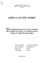 Hoàn thiện kế toán tài sản cố định hữu hình tại công ty cổ phần giao nhận và thương mại viko