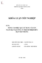 Nâng cao hiệu quả sử dụng tài sản ngắn hạn tại công ty trách nhiệm hữu hạn việt thắng