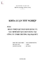 Hoàn thiện công tác kế toán bán hàng và xác định kết quả bán hàng tại công ty tnhh thương mại đại đức