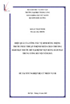 Hiệu quả công tác vệ sinh răng miệng trước phẫu thuật ở bệnh nhân chấn thương hàm mật trước môt tại bệnh viện răng hàm mặt tư hà nội năm 2015