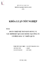 Hoàn thiện kế toán bán hàng và xác định kết quả bán hàng tại công ty cổ phần đầu tư thiên quân