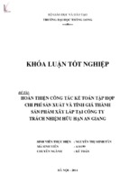 Hoàn thiện công tác kế toán tập hợp chi phí sản xuất và tính giá thành sản phẩm xây lắp tại công ty trách nhiệm hữu hạn an giang