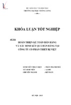 Hoàn thiện kế toán bán hàng và xác định kết quả bán hàng tại công ty cổ phần thiết bị việt