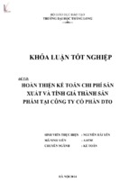 Hoàn thiện kế toán chi phí sản xuất và tính giá thành sản phẩm tại công ty cổ phần dto