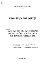 Nâng cao hiệu quả sản xuất kinh doanh tại công ty tnhh quốc tế khánh sinh