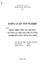 Hoàn thiện công tác kế toán nguyên vật liệu tại công ty công nghiệp hóa chất mỏ quảng ninh