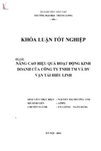 Nâng cao hiệu quả hoạt động kinh doanh của công ty tnhh tm và dv vận tải hiếu linh