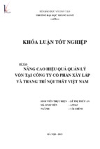 Nâng cao hiệu quả quản lý vốn tại công ty cổ phần xây lắp và trang trí nội thất việt nam