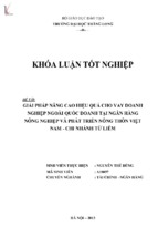 Giải pháp nâng cao hiệu quả cho vay doanh nghiệp ngoài quốc doanh tại ngân hàng nông nghiệp và phát triển nông thôn việt nam   chi nhánh từ liêm