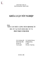 Nâng cao chất lượng thẩm định dự án đầu tư tại ngân hàng đầu tư và phát triển ninh bình