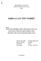 Giải pháp mở rộng hoạt động bảo lãnh tại ngân hàng thương mại cổ phần công thương việt nam   chi nhánh sông nhuệ