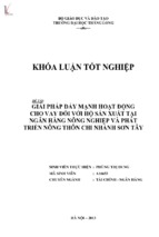 Giải pháp đẩy mạnh hoạt động cho vay đối với hộ sản xuất tại ngân hàng nông nghiệp và phát triển nông thôn chi nhánh sơn tây