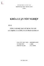 Nâng cao hiệu quả sử dụng tài sản lưu động của công ty cổ phần licogi 19