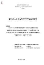 Nâng cao chất lượng cho vay đối với khách hàng doanh nghiệp vừa và nhỏ tại chi nhánh ngân hàng đầu tư và phát triển việt nam   bidv từ sơn