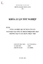 Nâng cao hiệu quả sử dụng tài sản ngắn hạn tại công ty tnhh thương mại và xây dựng nhật   việt