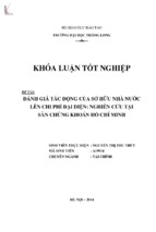 đánh giá tác động của sở hữu nhà nước lên chi phí đại diện nghiên cứu tại sàn chứng khoán hồ chí minh