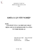 Giải pháp nâng cao hiệu quả hoạt động sản xuất kinh doanh của công ty tnhh thành an