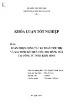 Hoàn thiện công tác kế toán tiêu thụ và xác định kết quả tiêu thụ hàng hóa tại công ty tnhh khải minh