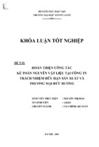 Hoàn thiện kế toán nguyên vật liệu tại công ty trách nhiệm hữu hạn sản xuất và thương mại đức dương