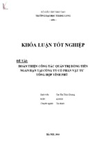 Hoàn thiện công tác công tác quản trị dòng tiền ngắn hạn tại công ty cổ phần vật tư tổng hợp vĩnh phú