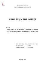 Hiệu quả sử vốn tại công ty tnhh sản xuất phụ tùng ô tô xe máy hưng yên.