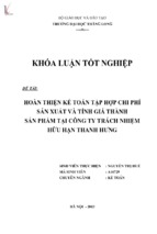 Hoàn thiện kế toán tập hợp chi phí sản xuất và tính giá thành sản phẩm tại công ty tnhh thanh hưng