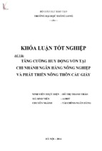 Tăng cường huy động vốn tại chi nhánh ngân hàng nông nghiệp và phát triển nông thôn cầu giấy