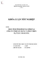 Phân tích tình hình tài chính tại công ty tnhh xây dựng và phát triển hạ tầng ánh dương