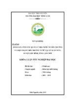 đánh giá công tác quản lý nhà nước về môi trường và hiện trạng môi trường nước tại xã xuân mãn   huyện lộc bình   tỉnh lạng sơn