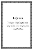 Luận văn tổng hợp về hệ thống tài chính công và nhận xét hệ thống tài chính công ở việt nam