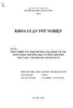 Phát triển tài trợ thương mại quốc tế của ngân hàng thương mại cp công thương việt nam   chi nhánh thanh xuân