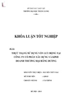 Thực trạng sử dụng vốn lưu động tại công ty cổ phần xây dựng và kinh doanh thương mại đăng dương