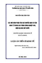 Các mô hình phân tích sự chuyển dịch cơ cấu kinh tế trong quá trình công nghiệp hóa, hiện đại hóa đất nước