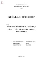 Phân tích tình hình tài chính tại công ty cổ phần đầu tư và phát triển savico