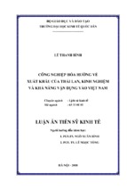 Công nghiệp hóa hướng về xuất khẩu của thái lan kinh nghiệm và khả năng vận dụng vào việt nam