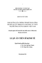 ảnh hưởng của thông tin kế toán công bố đến quyết định của nhà đầu tư trên thị trường chứng khoán việt nam