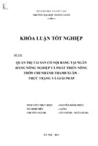 Quản trị tài sản có nội bảng tại ngân hàng nông nghiệp và phát triển nông thôn chi nhánh thanh xuân   thực trạng và giải pháp