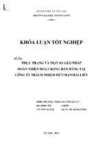 Thực trạng và một số giải pháp hoàn thiện hoạt động bán hàng tại công ty tnhh hải liên