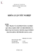 Thực trạng và giải pháp nâng cao hiệu quả hoạt động cho vay khách hàng cá nhân tại ngân hàng thương mại cổ phần phương đông chi nhánh thăng long