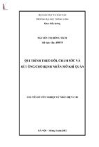 Qui trình theo dõi, chăm sóc và rút ống cho bệnh nhân mở khí quản